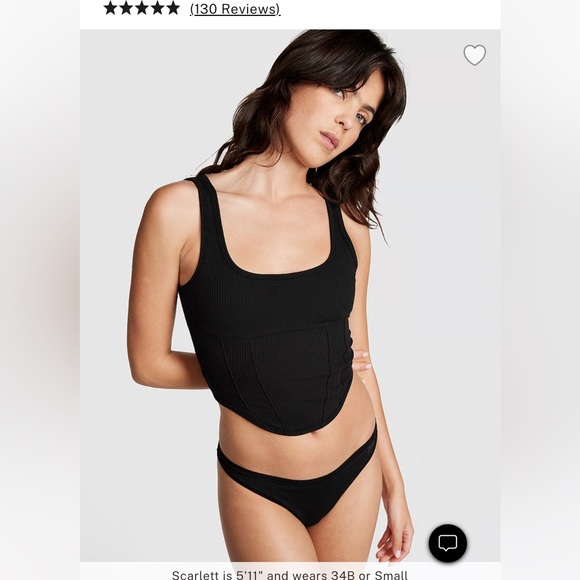 Victoria’s Secret Cinched Corset Ribbed Tank Top Iced Coffee & Black lot of 2 - Picture 9 of 12